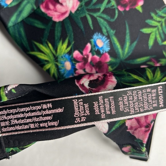 Victoria’s Secret So Obsessed Padded No Wire Floral & Butterfly Push Up Bra 34DD - Picture 12 of 14